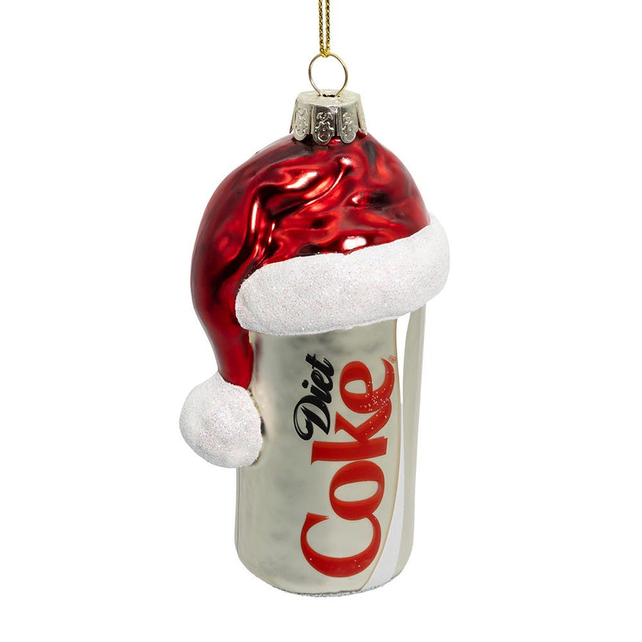 Coca-Cola® Glass Diet Coke Can With Santa Hat Ornament