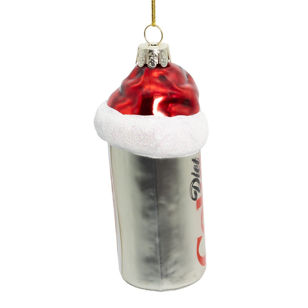Coca-Cola® Glass Diet Coke Can With Santa Hat Ornament