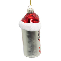 Coca-Cola® Glass Diet Coke Can With Santa Hat Ornament