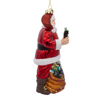 Coca-Cola® Glass Santa With Bag Ornament