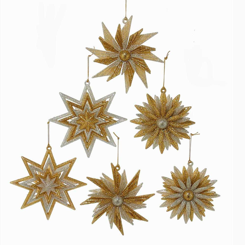 Acrylic Gold and Silver Sunflower and Snowflake Ornaments