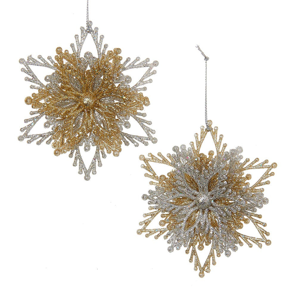 Gold and Silver Snowflake Burst Acrylic Ornaments