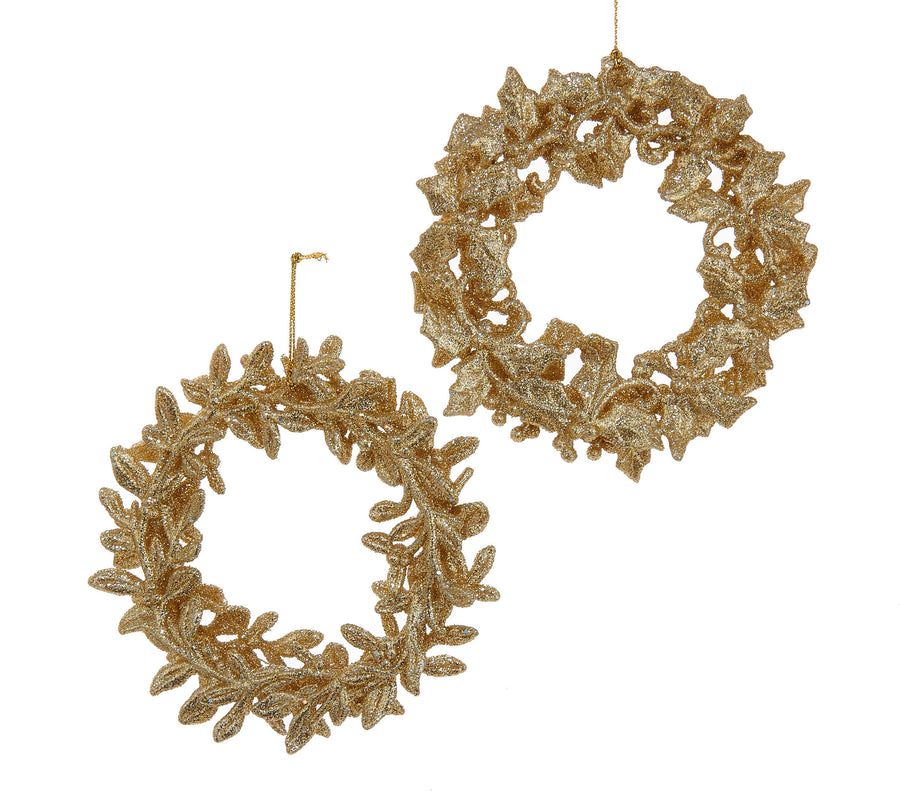 Gold Glitter Wreath Ornaments