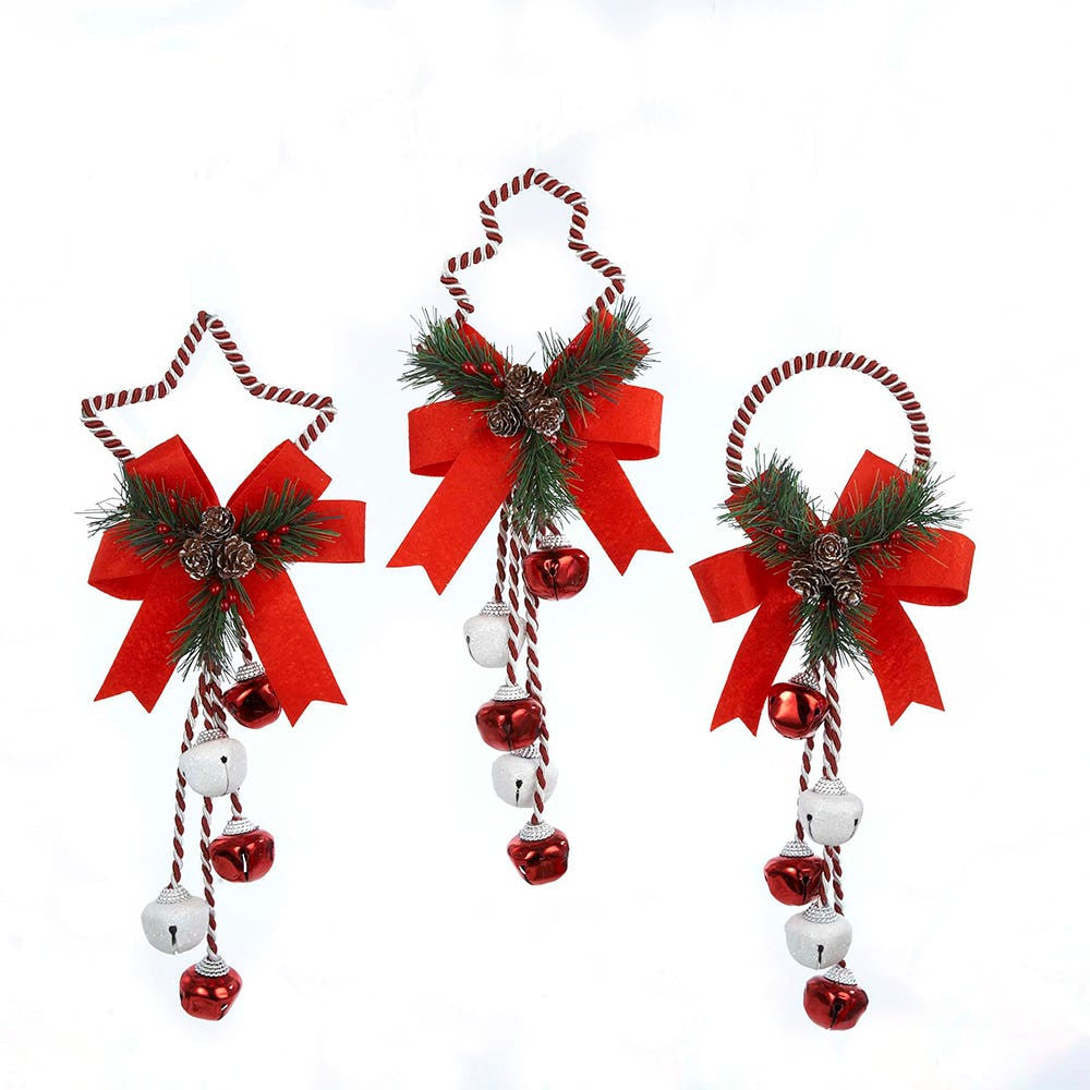Red and White Christmas Bell With Holly Door Hangers
