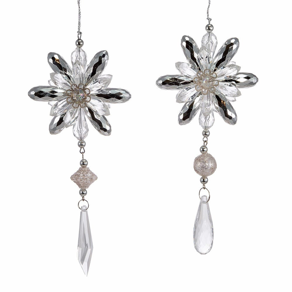 Clear and Silver Jewel With Drop Ornaments
