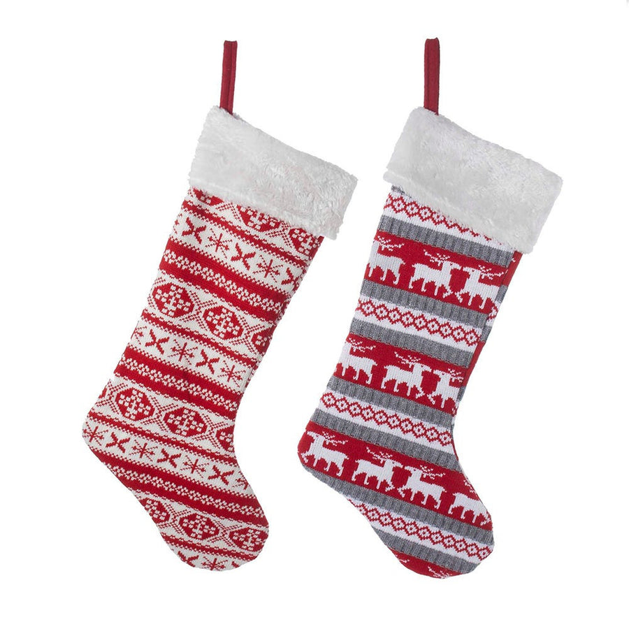 Red and White Knitted Stockings