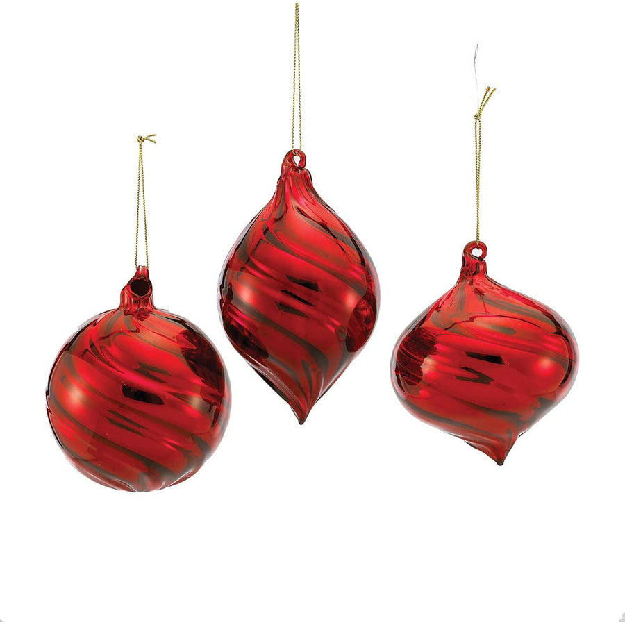 90MM Glass Red Glass Ball, Onion, and Finial Ornaments