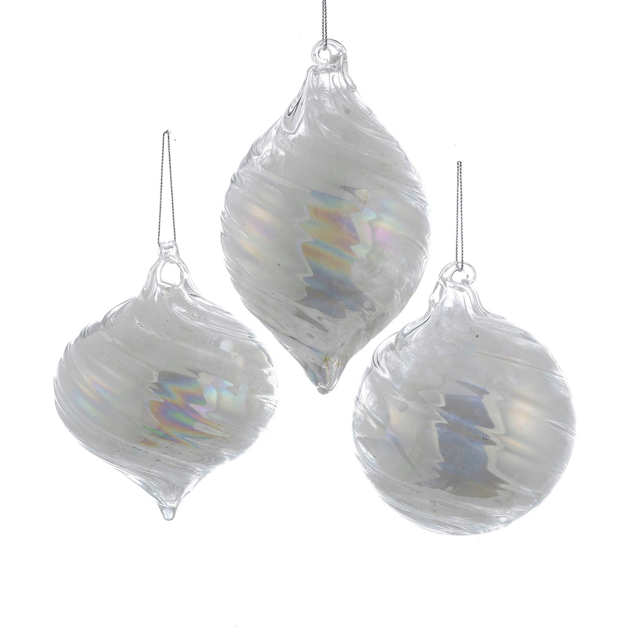 90MM Glass White Pearl Ball, Onion, and Finial Ornaments