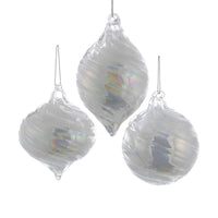 90MM Glass White Pearl Ball, Onion, and Finial Ornaments