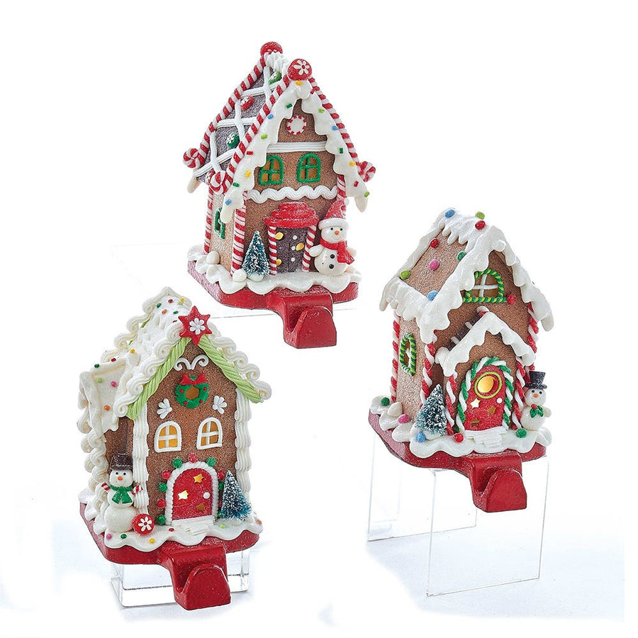 Battery-Operated Gingerbread Candy House Lighted Stocking Hangers