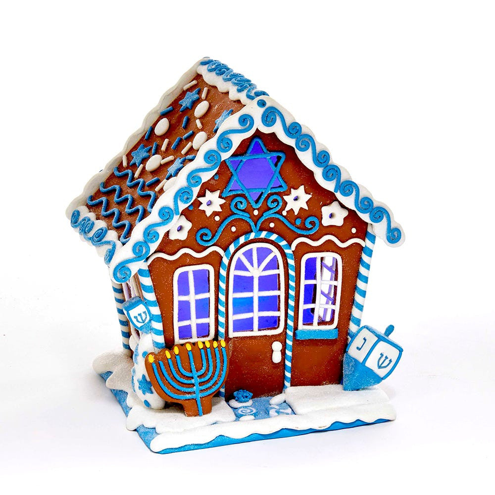 7“ Gingerbread LED Hanukkah House Table Piece