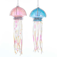 Glass Blue and Pink Jellyfish Ornaments