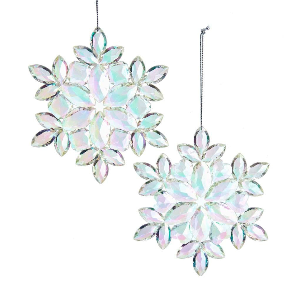 Clear Iridescent Snowflake Ornaments