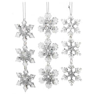 Ice Silver and Clear Snowflake Ornaments
