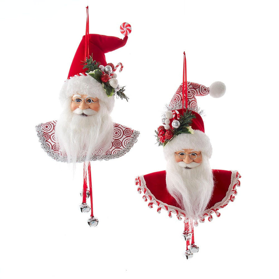 Peppermint Santa Head Ornaments
