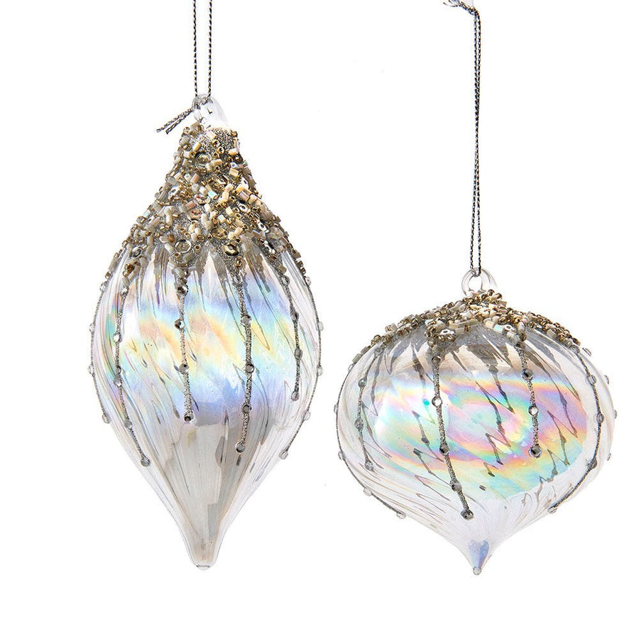 Glass Iridescent Onion and Finial Ornaments