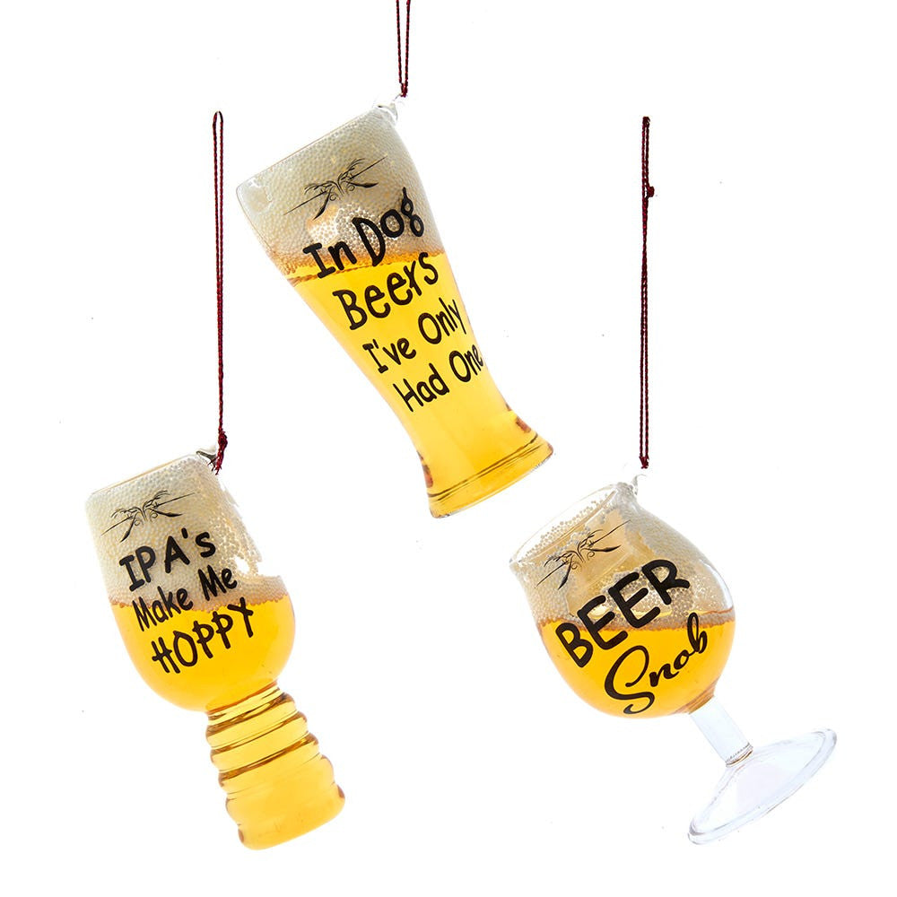 Glass Beer Glass With Sayings Ornaments