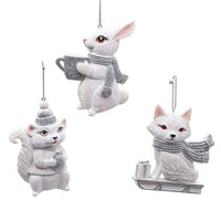 White & Silver Forest Animal Ornaments