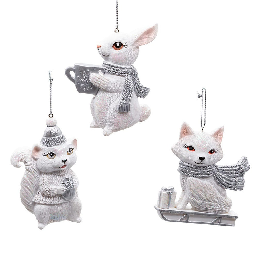 White & Silver Forest Animal Ornaments