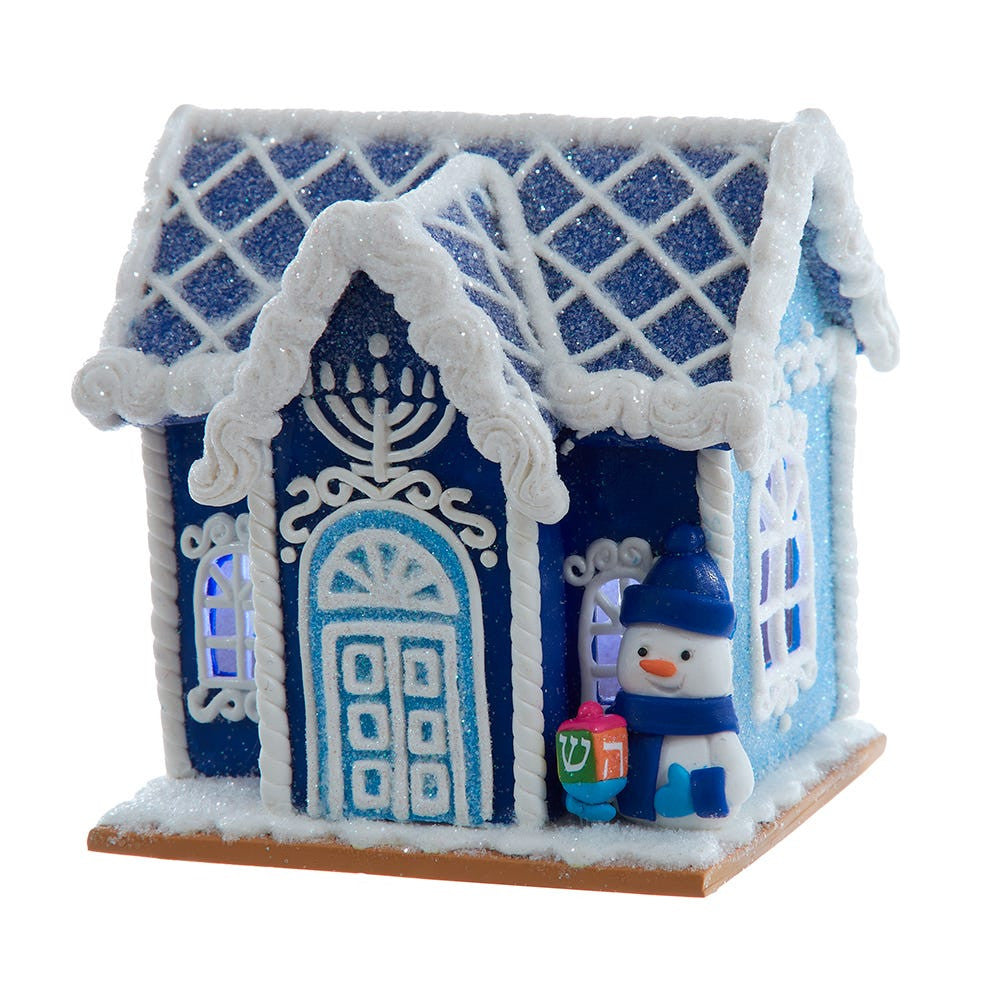 4“ Claydough Hanukkah LED House Table Piece