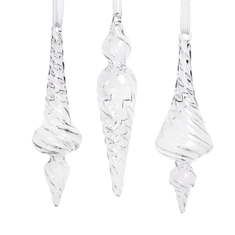 Glass Spiral Icicle Ornament