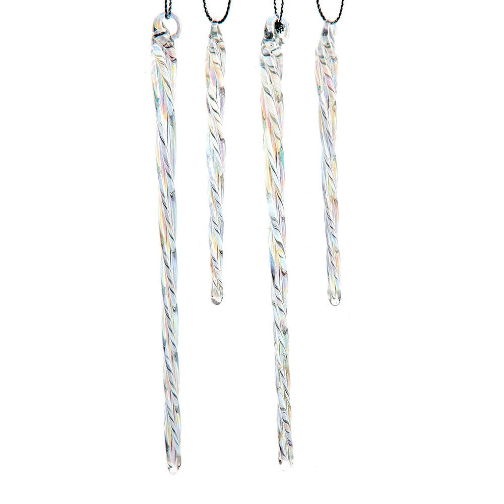 Glass Iridescent Icicle Ornaments