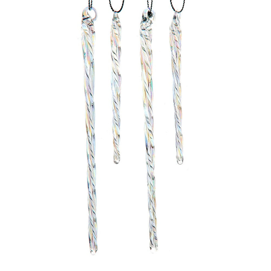 Glass Iridescent Icicle Ornaments