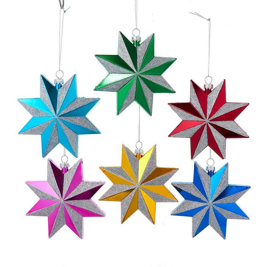 Silver Glittered Morning Star Ornaments