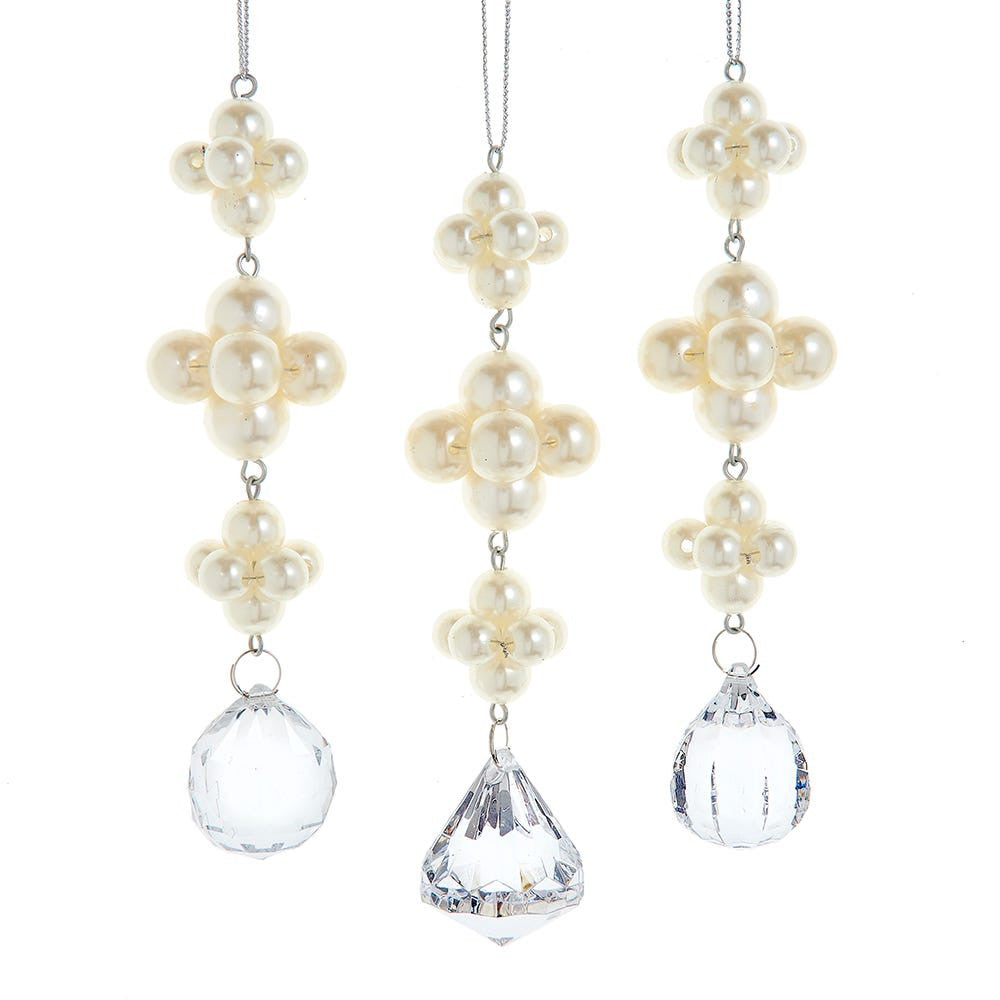 Pearl Dangle With Clear Gemstones Ornaments