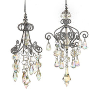 Metal Opalescent Chandelier With Gemstones Ornaments