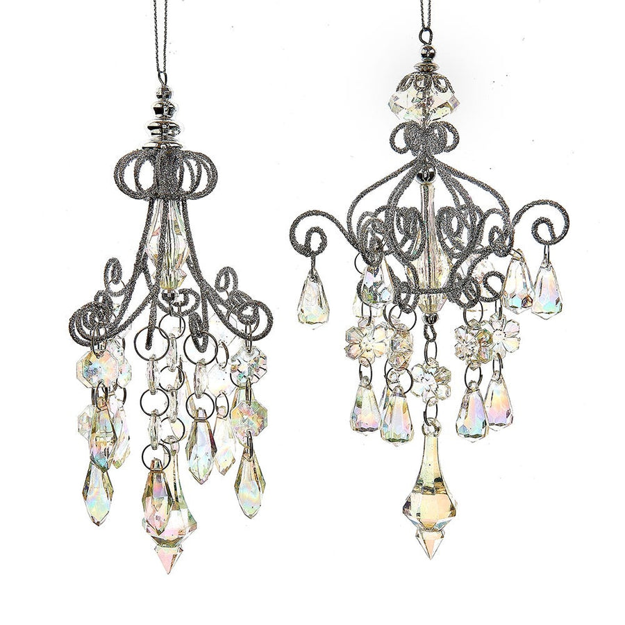 Metal Opalescent Chandelier With Gemstones Ornaments