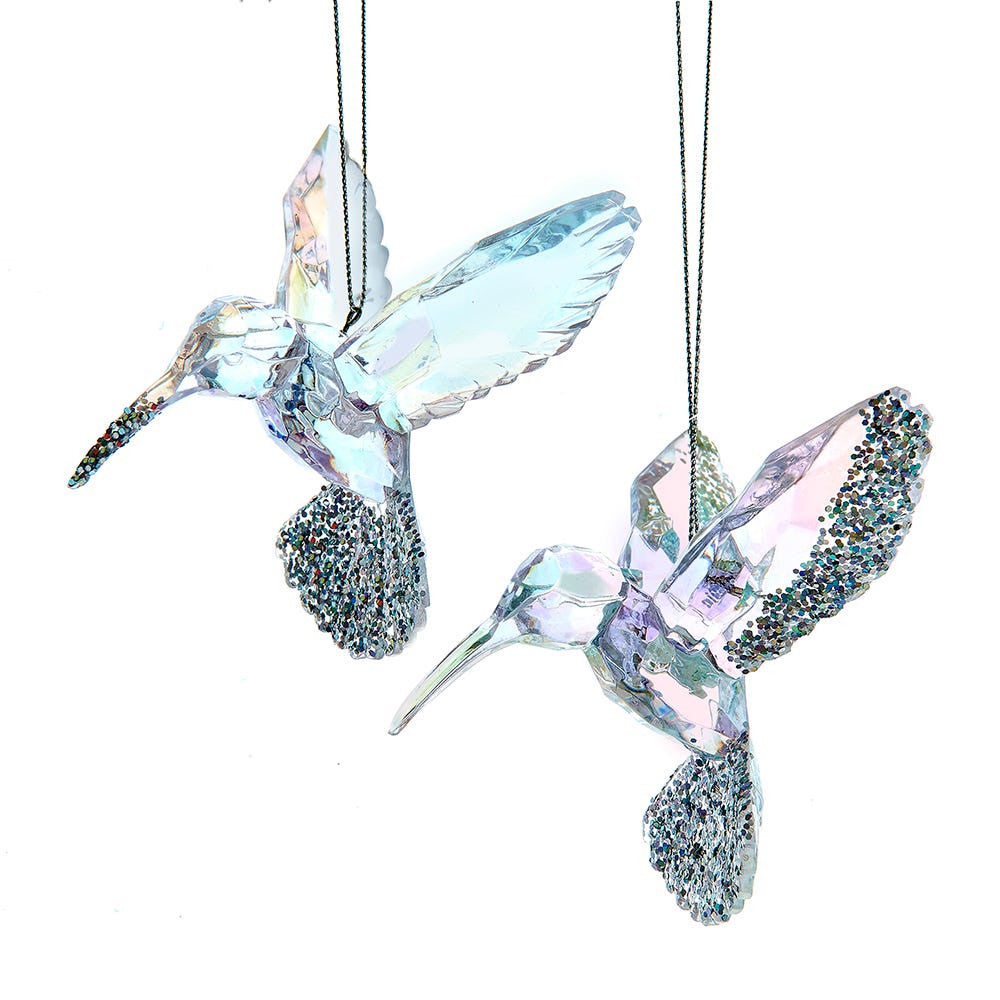 Opalescent Glittered Bird Ornaments