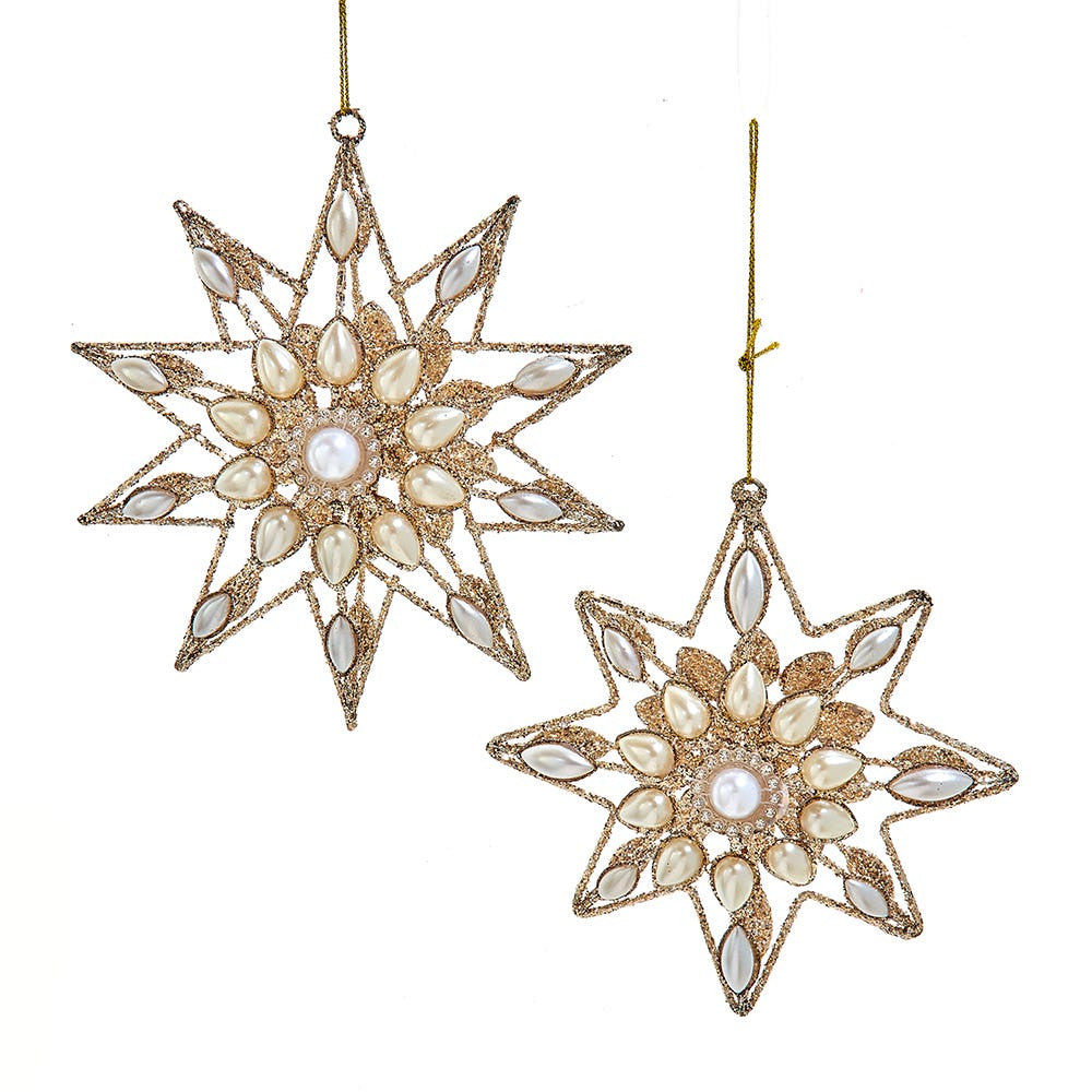 Platinum Snowflake With Pearls Ornaments