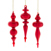 Glass Red Finial Ornaments