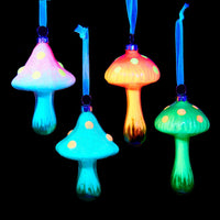 Glow-In-The-Dark Mushroom Glass Ornaments