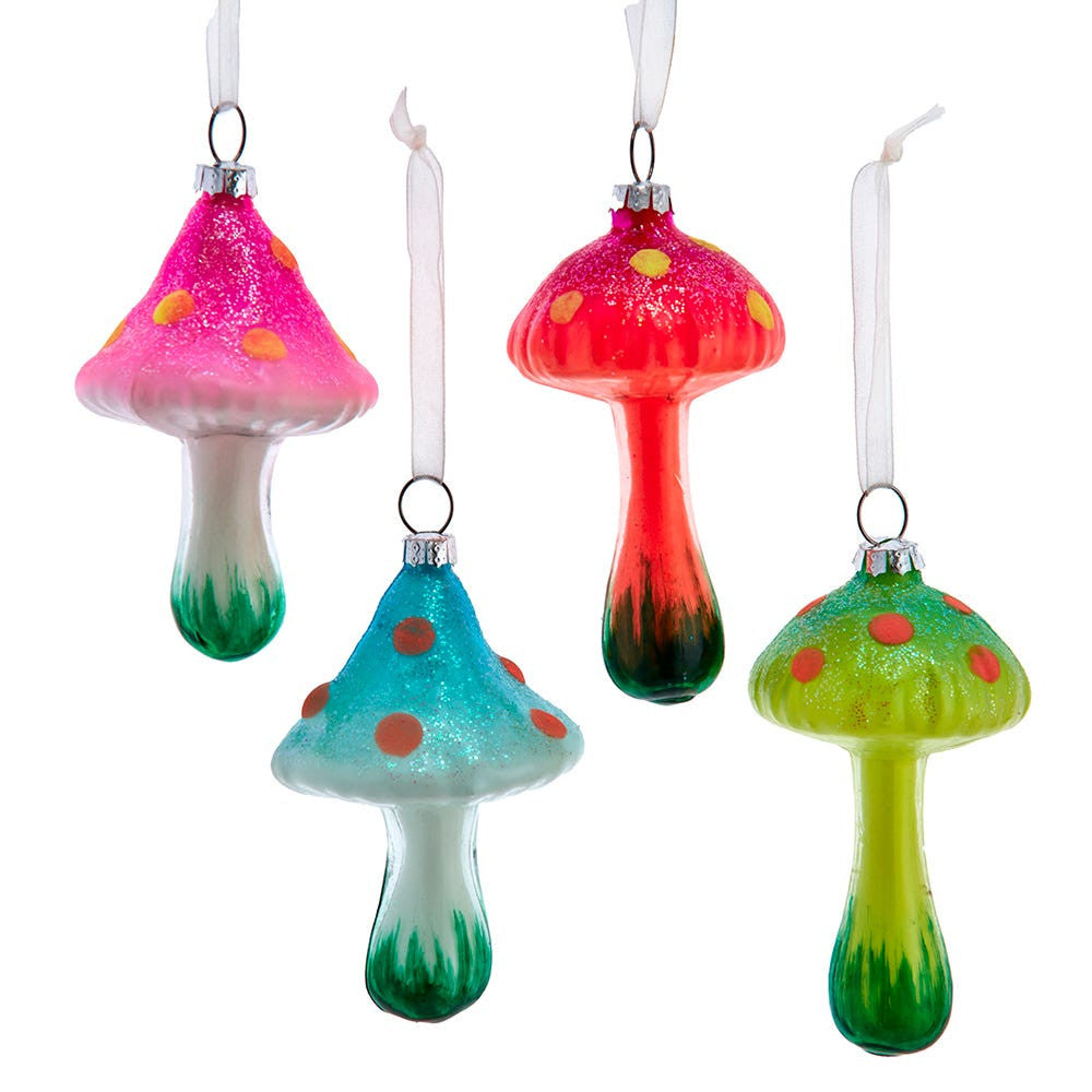 Glow-In-The-Dark Mushroom Glass Ornaments