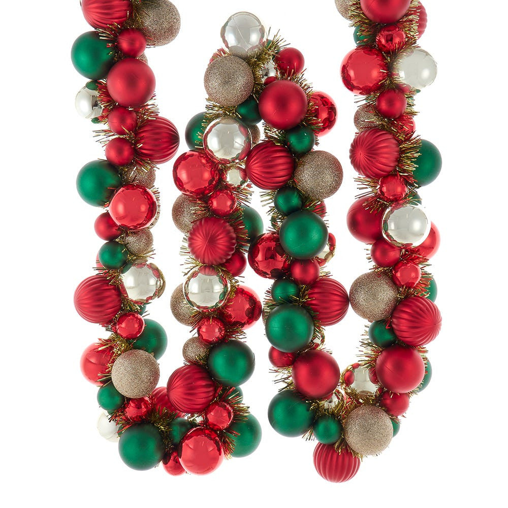 Red, Green & Gold Ball With Tinsel Garland