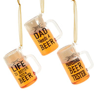 Glass Beer With Words Ornaments