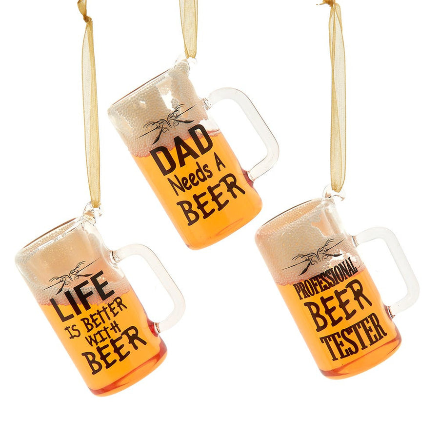 Glass Beer With Words Ornaments