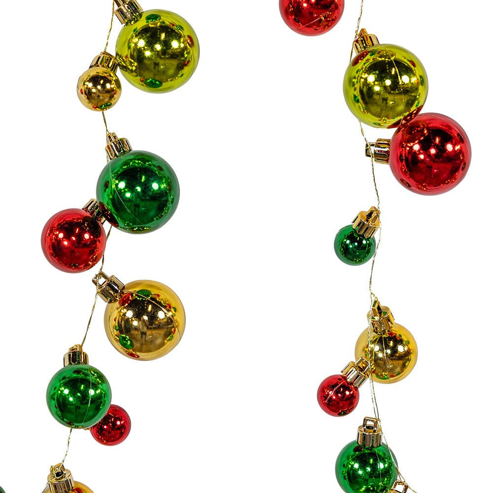 6' Red, Green & Gold Ball Garland
