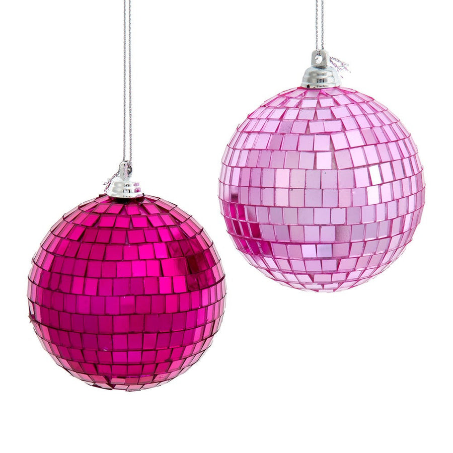 Glass Pink Mirrored Ball Ornaments