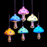 Glow-In-The-Dark Glass Mushroom Ornaments