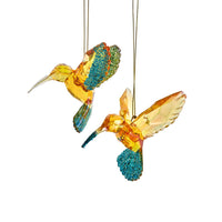 Aqua & Gold Hummingbird Ornaments