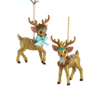 Aqua & Gold Reindeer Ornaments