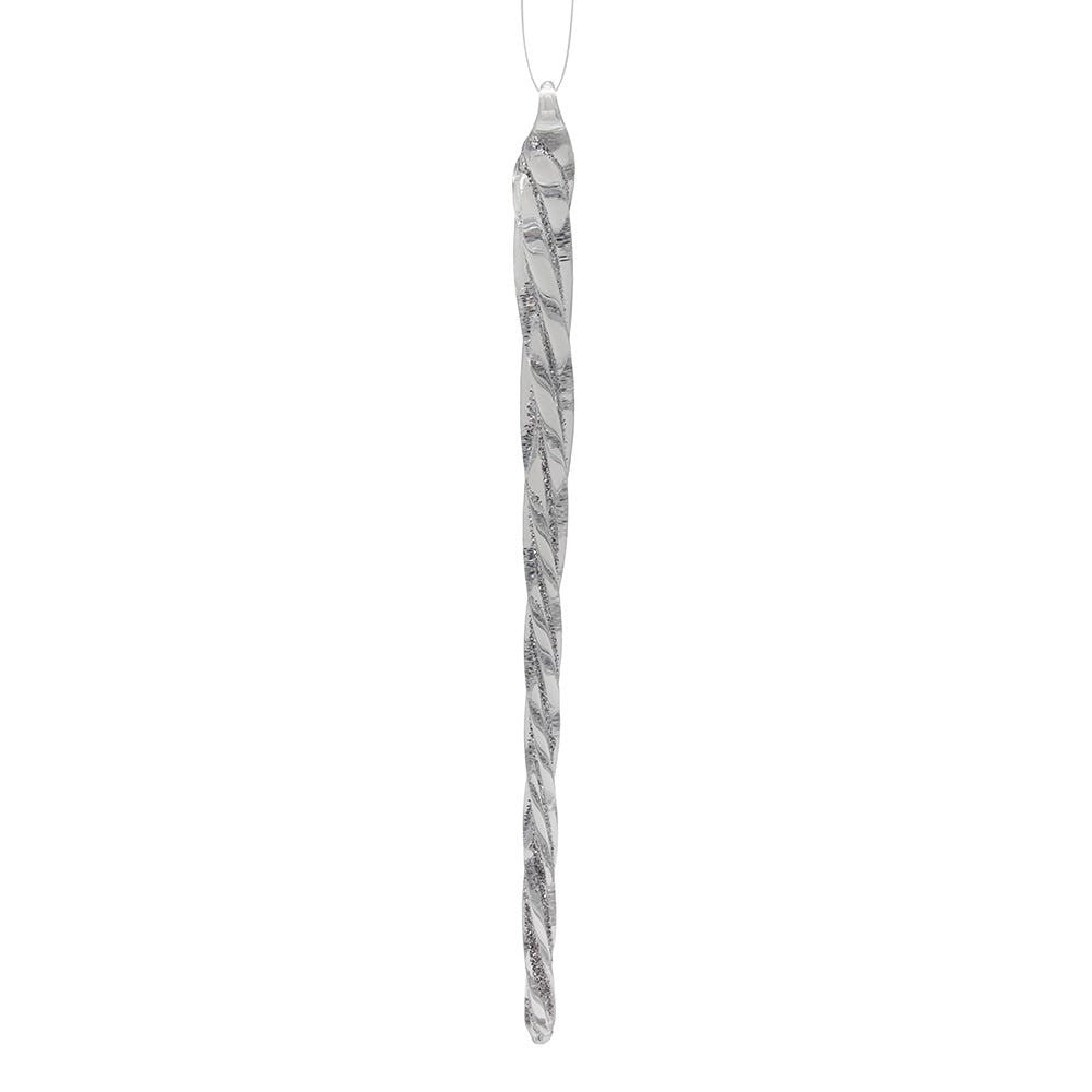 Glass Silver Twist Icicles