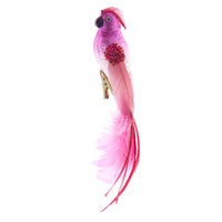 Glass Pink Parrot With Clip Ornament