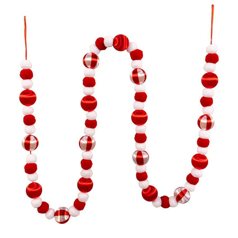 6' Red & White Ball Garland