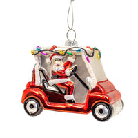 Glass Santa With Car Ornament