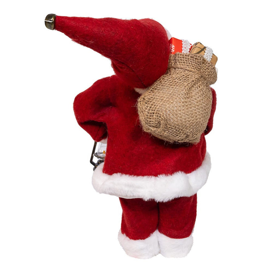 12“ Standing Christmas Santa With Sack & Lantern