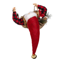 12“ Standing Christmas Santa With Plaid Shirt, Sack & Lantern